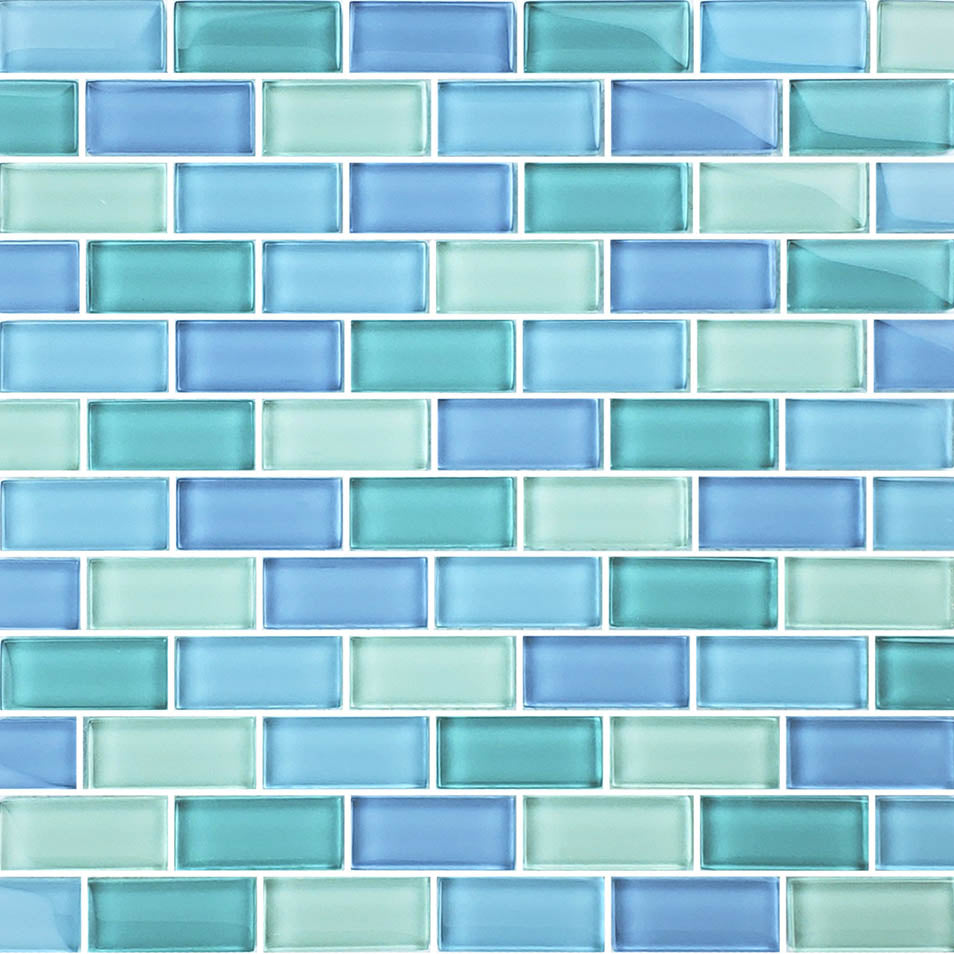 Crystal Turquoise Blue Blend Glass Pool Tile