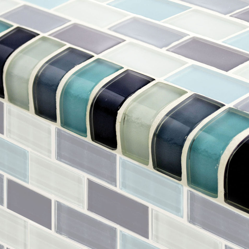 Crystal Series Glass Bullnose Trim (per Linear Ft) – Aqua Blend