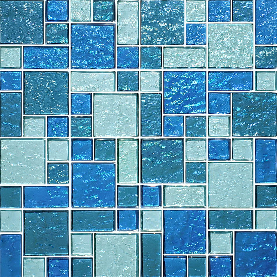 Galaxy Blue Blend Glass Pool Tile – Mixed Sizes