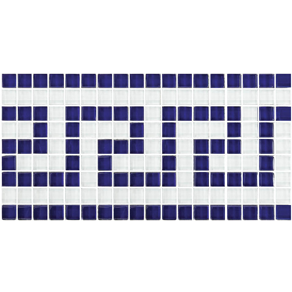 Greek Key Blue White Glass Pool Tile