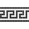 Greek Key Black White Glass Pool Tile