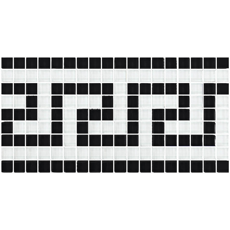 Greek Key Black White Glass Pool Tile