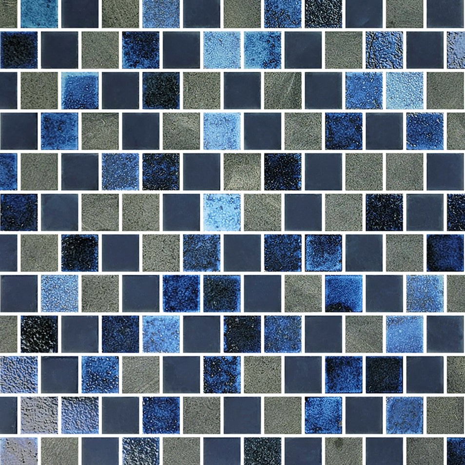 Lunar Dark Blue Blend Glass Pool Tile