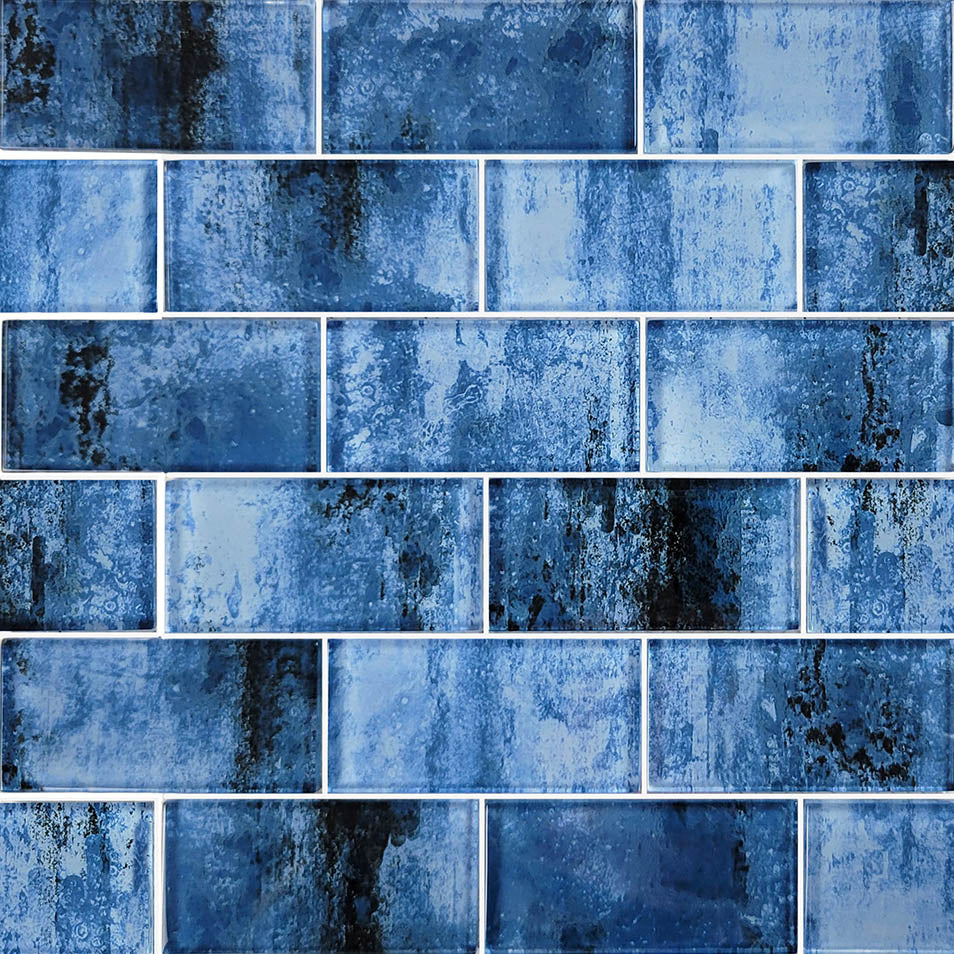 Subway Shadow Blue Glass Pool Tile