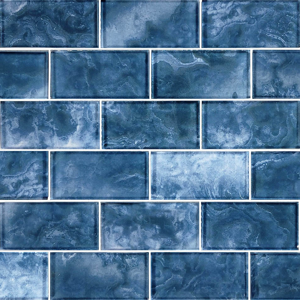 Subway Gunmetal Blue Glass Pool Tile