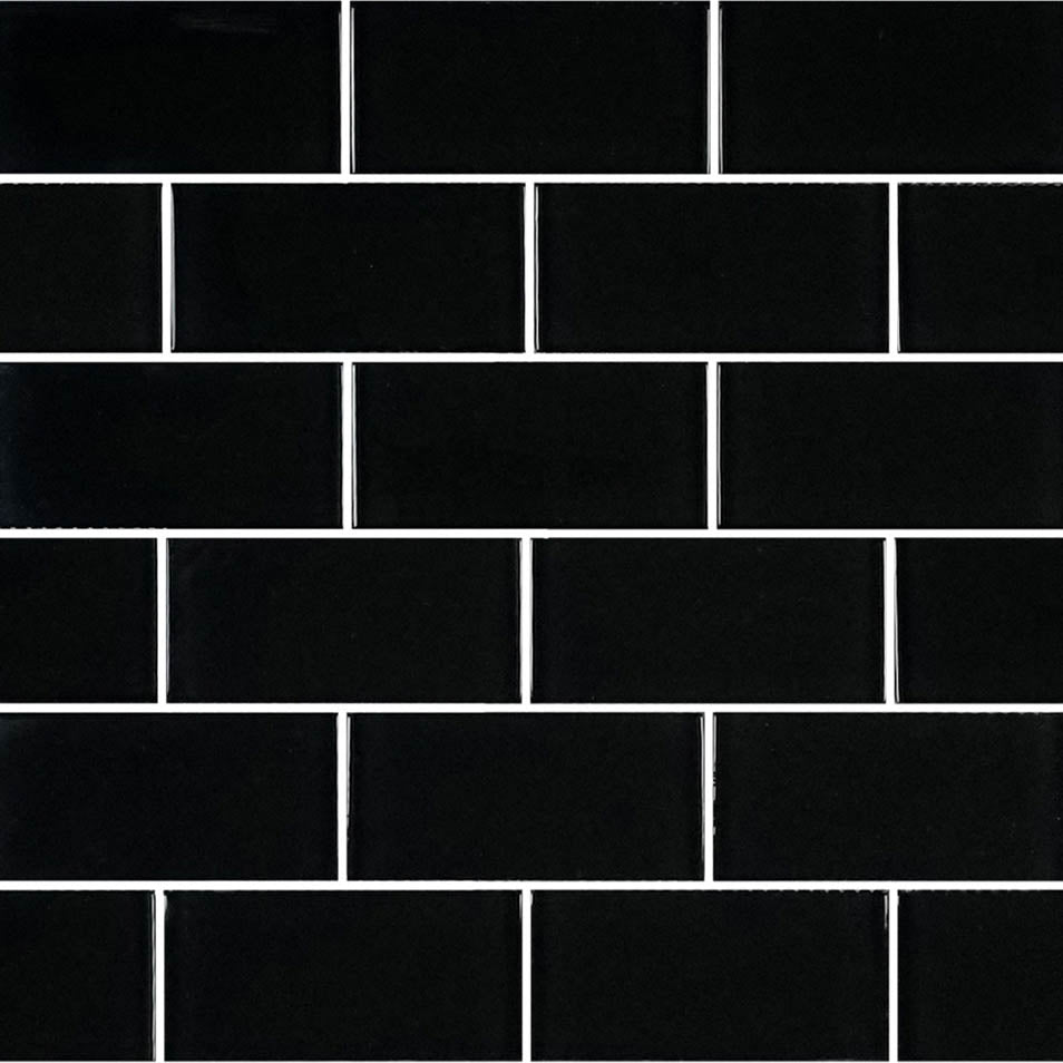 Subway Black Glass Pool Tile