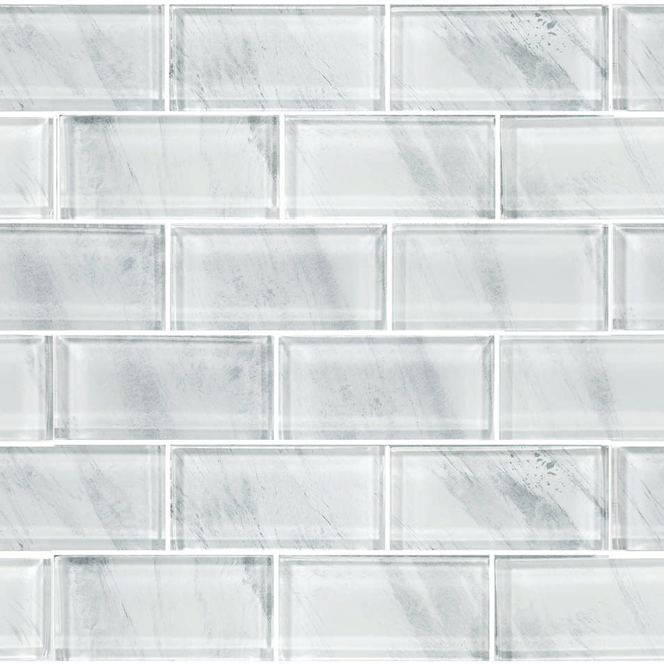 Subway Stratus White Glass Pool Tile