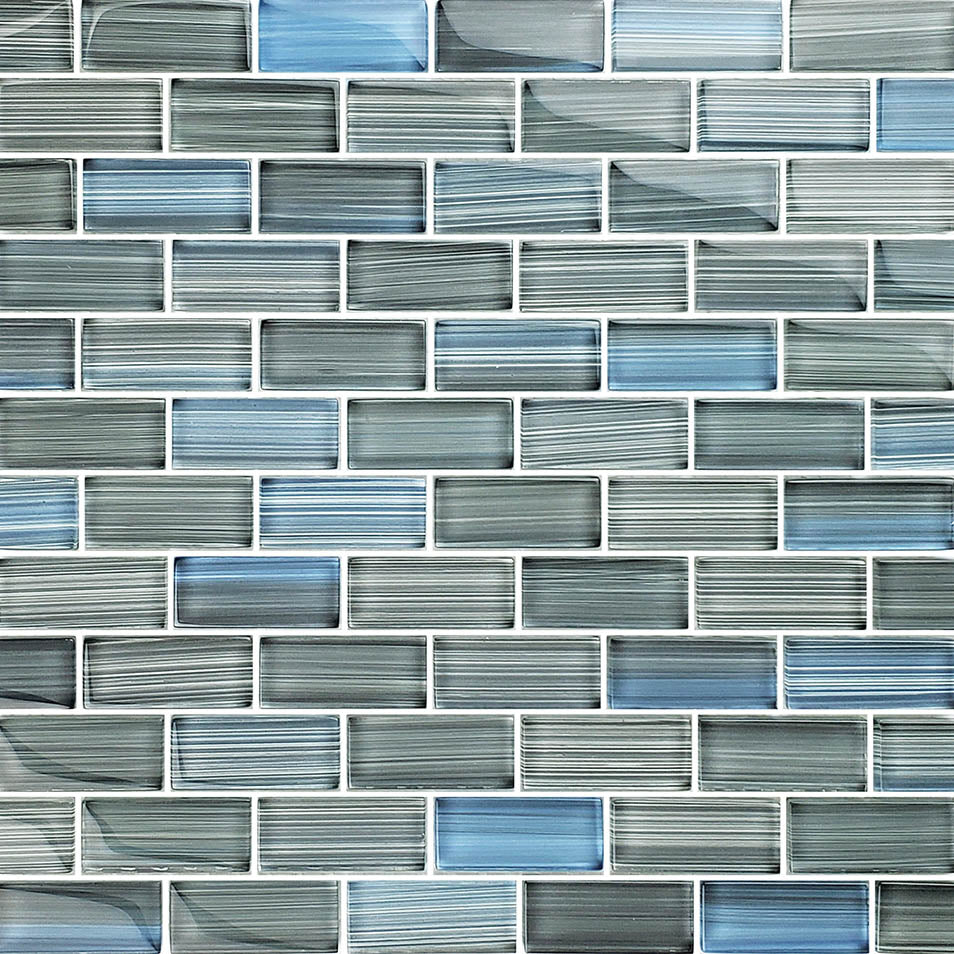 Watercolors Steel Blue Gray Blend Glass Pool Tile – 1"x2"