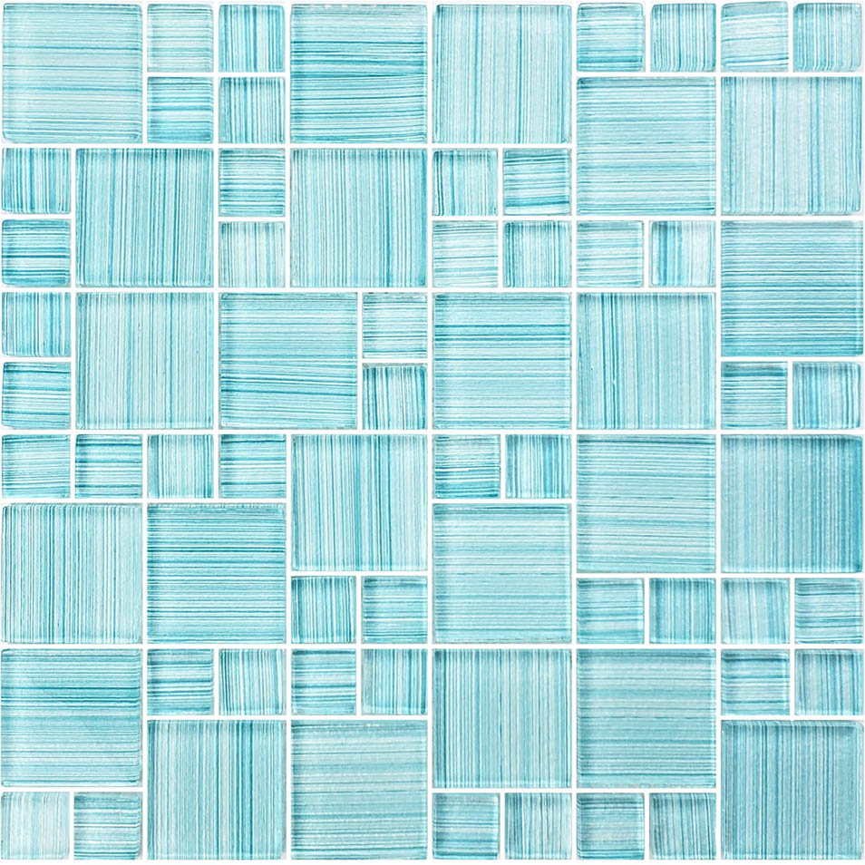 Watercolors Seafoam Blend Glass Pool Tile – Mixed Sizes