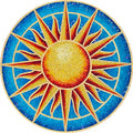 Golden Sun Medallion Glass Pool Mosaic