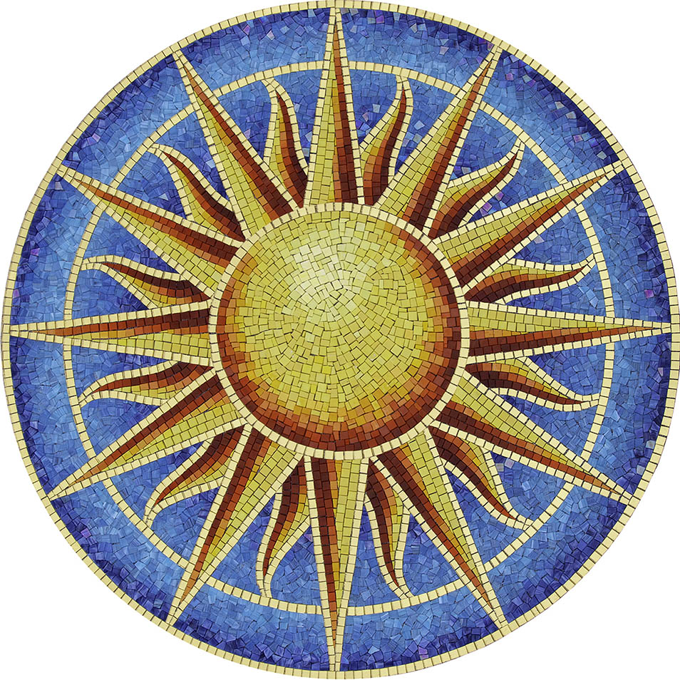 Golden Sun Medallion Glass Pool Mosaic