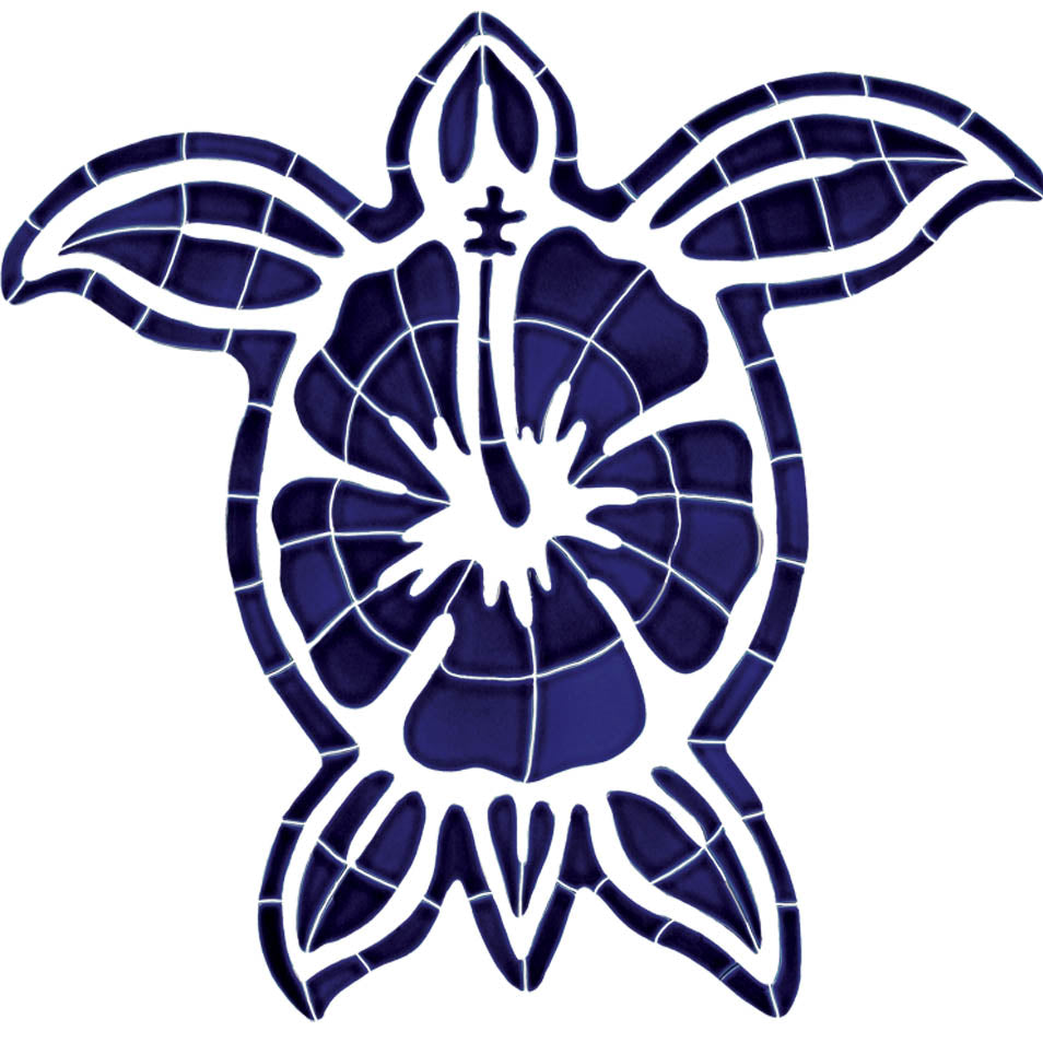 Hibiscus Turtle Porcelain Pool Mosaic