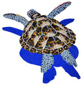 Loggerhead Turtle with Shadow Glass Pool Mosaic – 36" x 38"