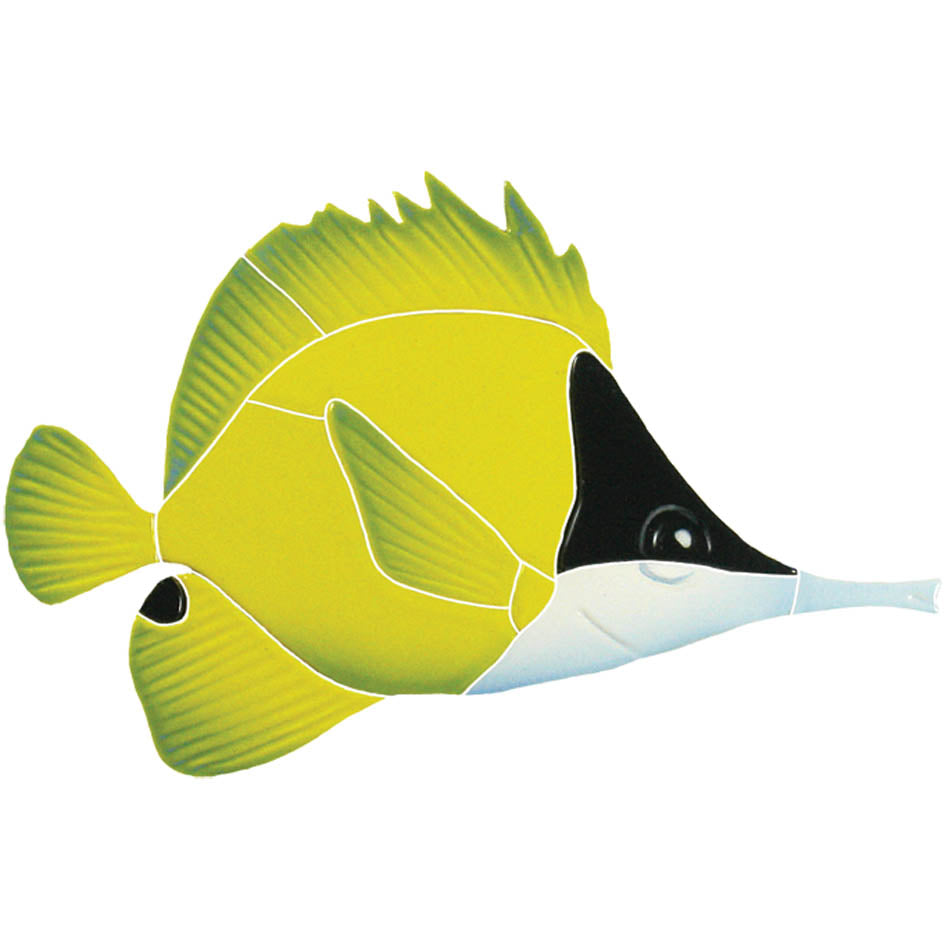 Long Nosed Butterfly Fish Porcelain Pool Mosaic