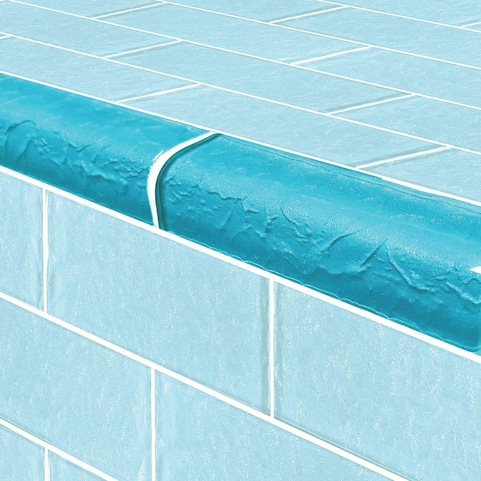 Moonscape Series Glass Bullnose Trim (per Linear Ft) – Turquoise
