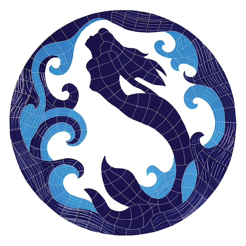 Mermaid Medallion Porcelain Pool Mosaic