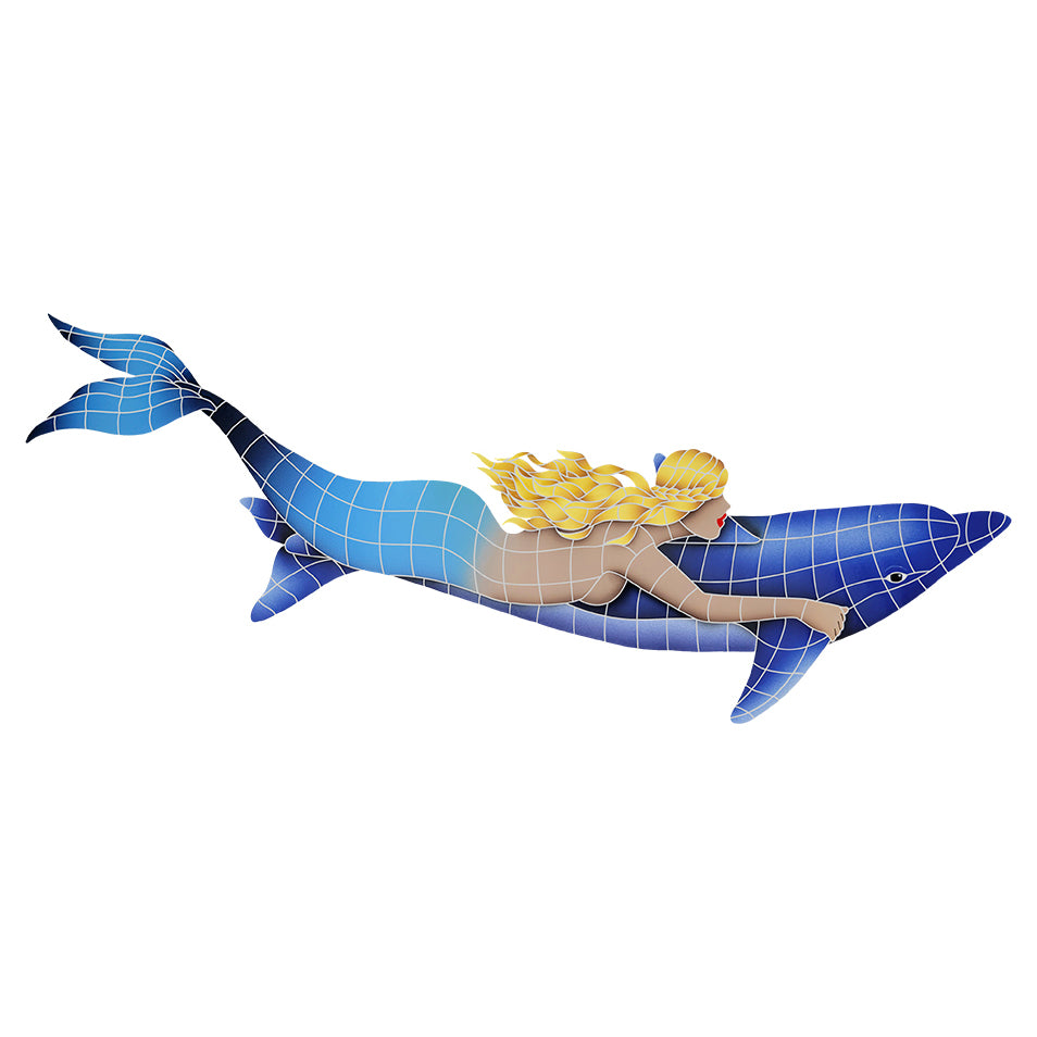 Mermaid with Dolphin Porcelain Pool Mosaic