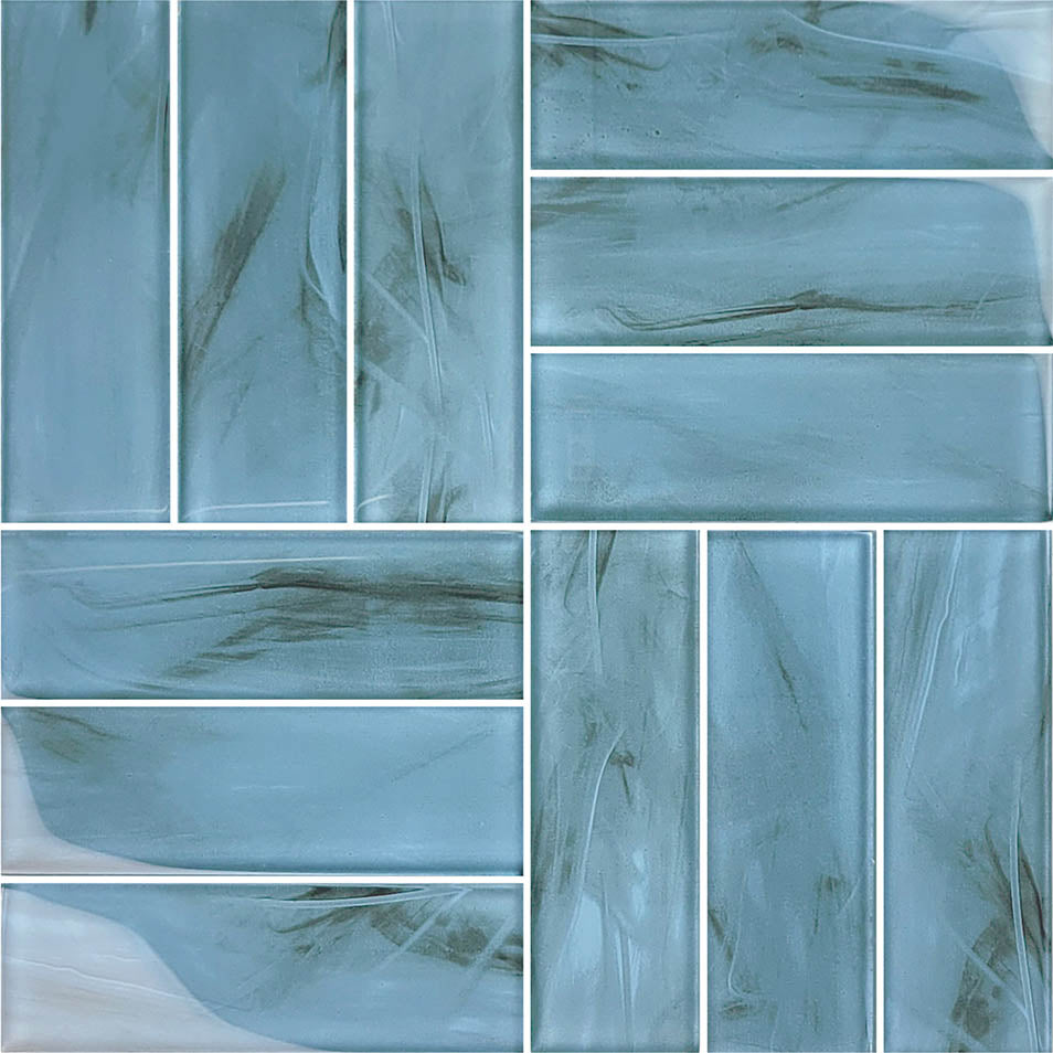 Panama Weave Metro Blue Glass Pool Tile