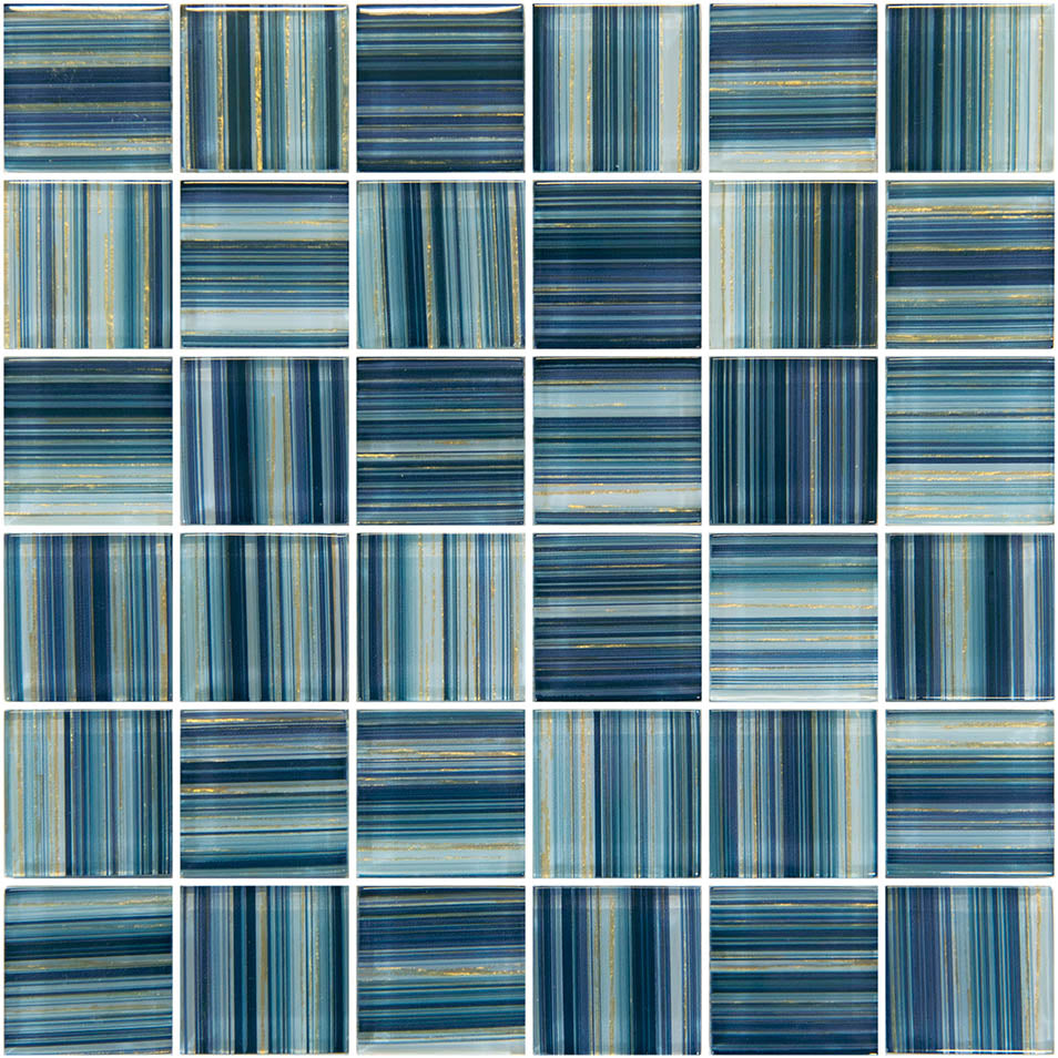 Renaissance Indigo Gold Glass Pool Tile – 2"x2"
