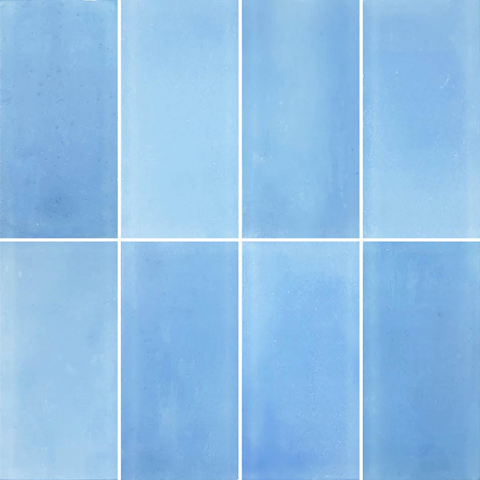 Sea Glass Tumbled Blue Glass Pool Tile – 3"x6"