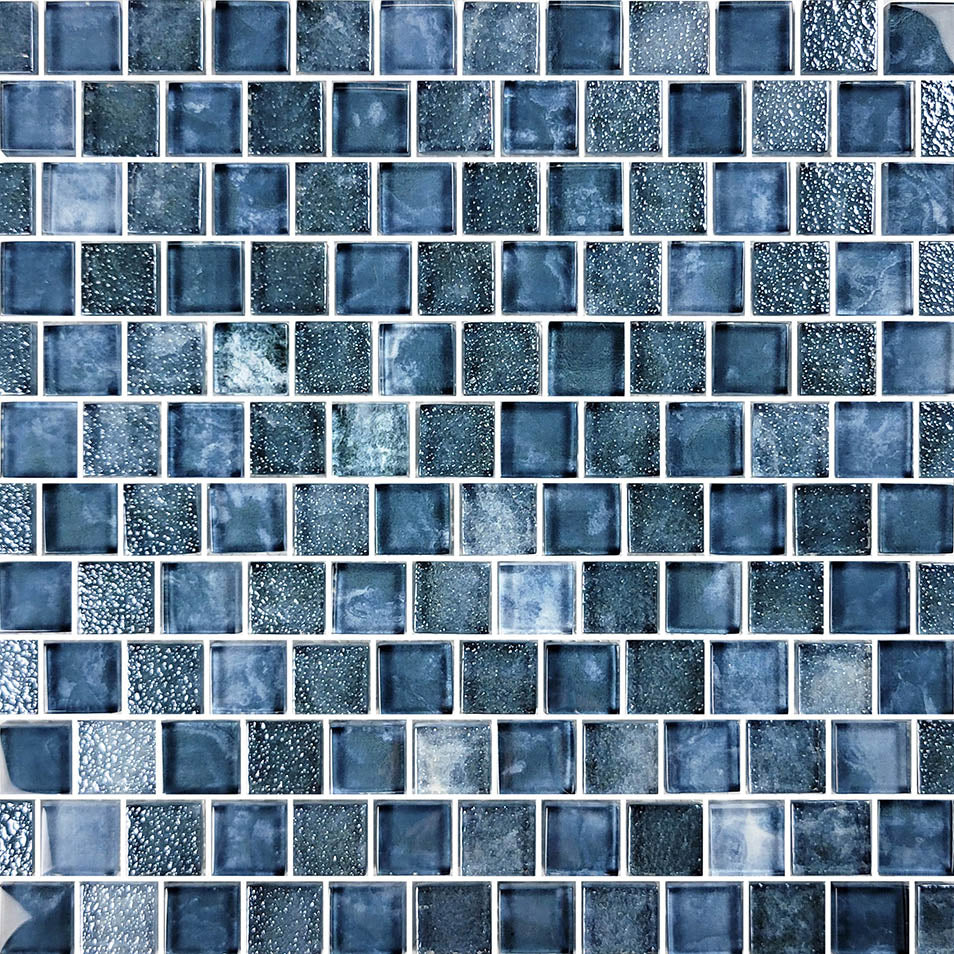 Signature Gunmetal Blue Glass Pool Tile