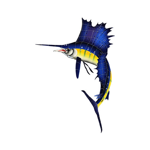 Sailfish Porcelain Pool Mosaic – Left / 33" x 23"