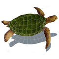Sea Turtle with Shadow Porcelain Pool Mosaic – Natural / 24" x 30"
