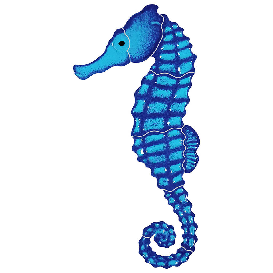 Seahorse Porcelain Pool Mosaic – Blue / 10" x 5"