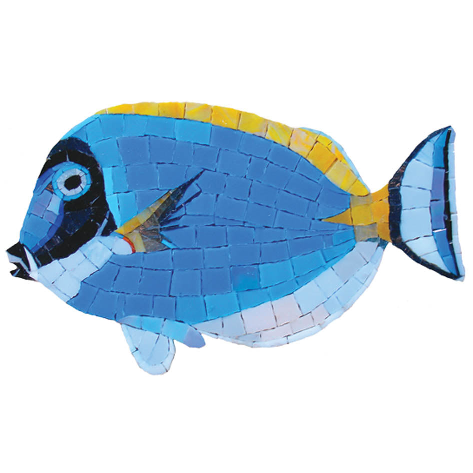 Surgeon Fish Glass Pool Mosaic