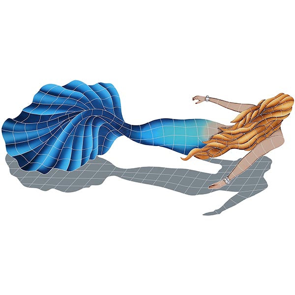 Swimming Mermaid with Shadow Porcelain Pool Mosaic