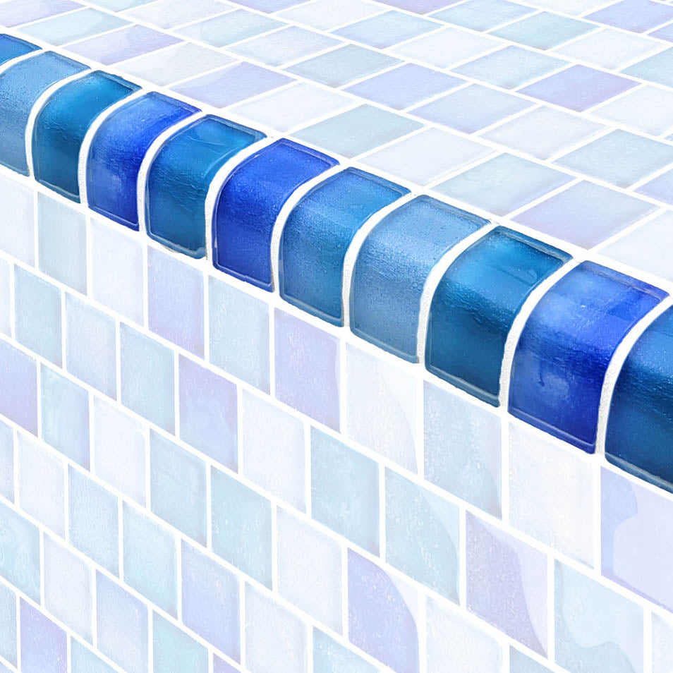 Crystal Waters Series Glass Bullnose Trim (per Linear Ft) – Surf