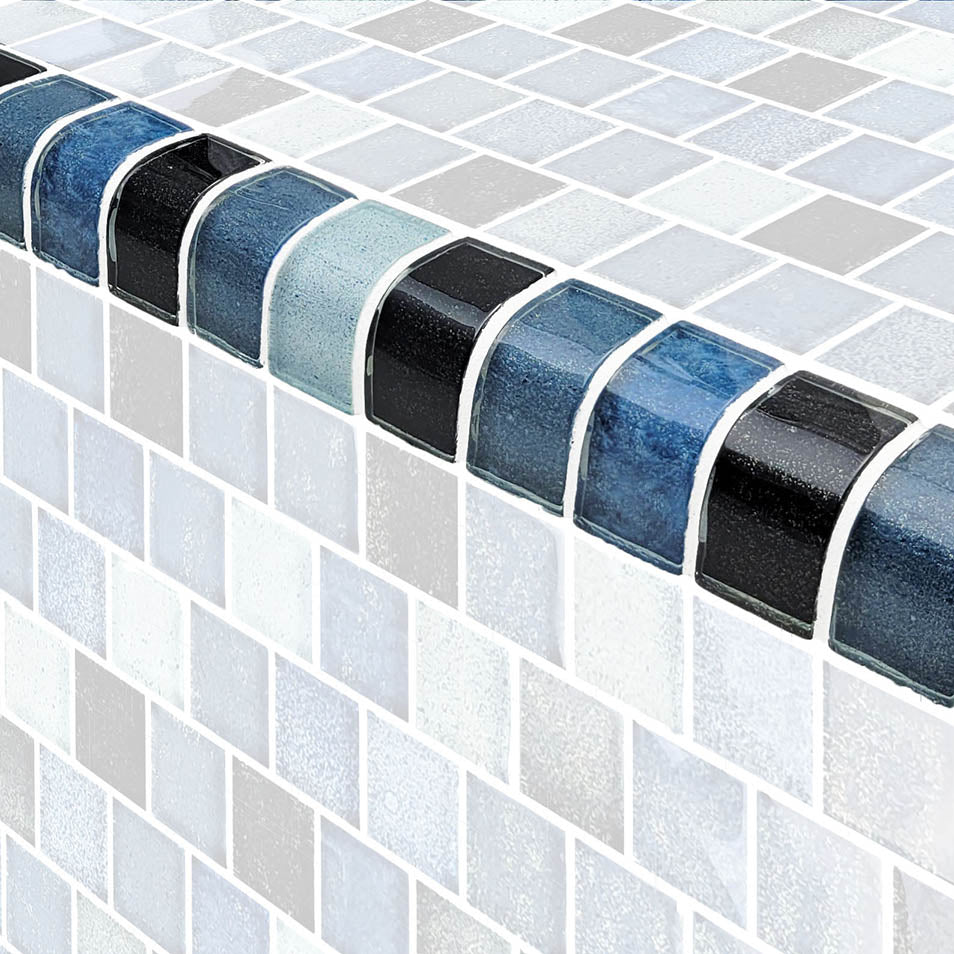 Crystal Waters Series Glass Bullnose Trim (per Linear Ft) – Lagoon