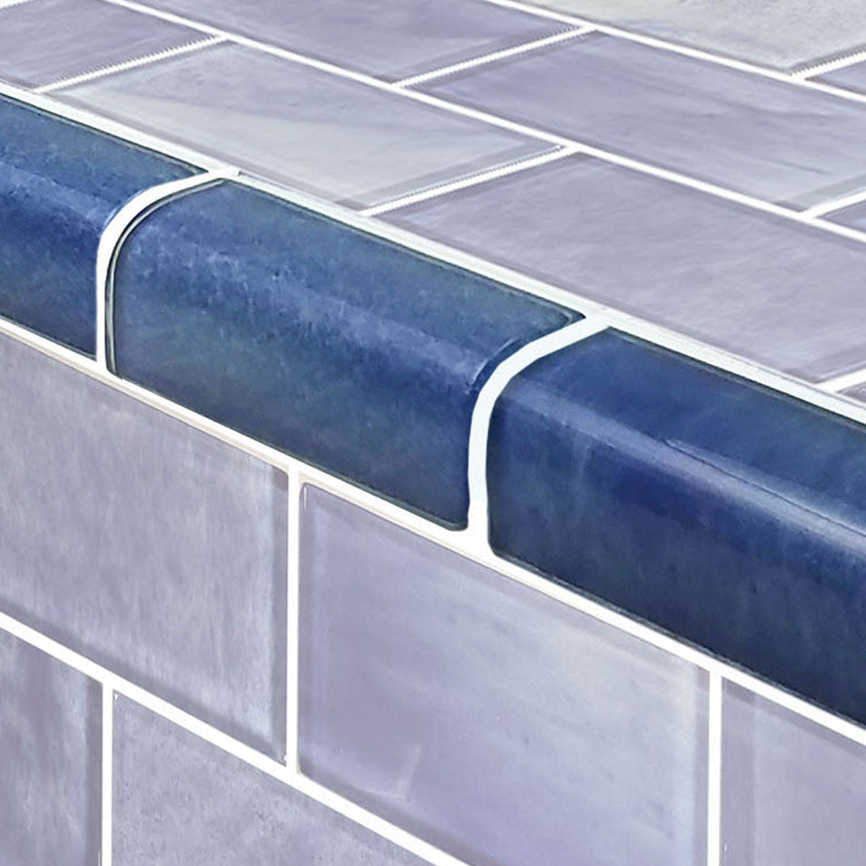 Subway Series Glass Bullnose Trim (per Linear Ft) – Stratus Blue