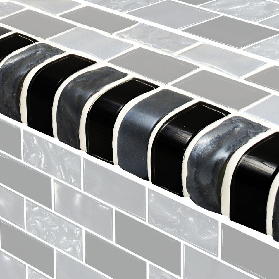 Titanium Series Glass Bullnose Trim (per Linear Ft) – Black Blend