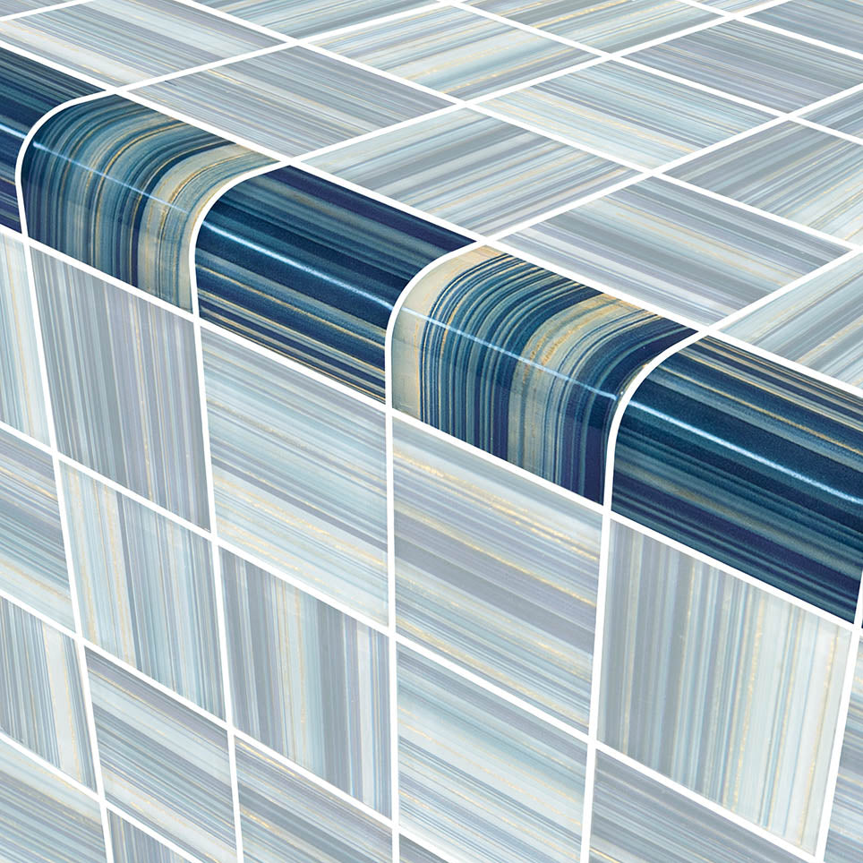 Renaissance Series Glass Bullnose Trim (per Linear Ft) – Indigo Gold