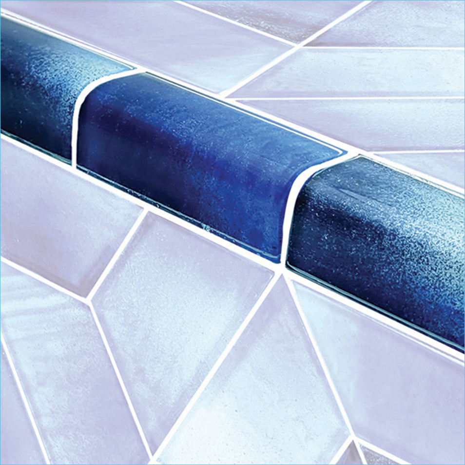Dimension Series Glass Bullnose Trim (per Linear Ft) – Cirrus Blue