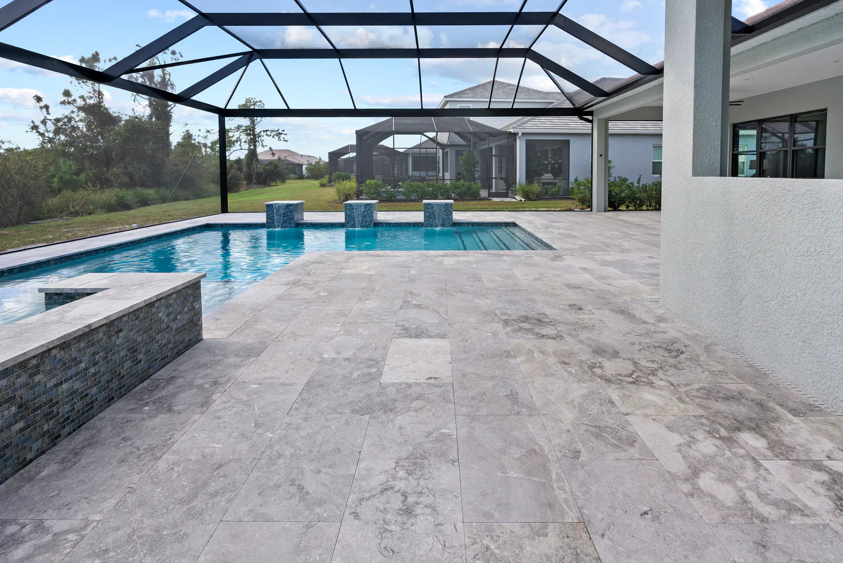 Talya Gray Marble Leathered Pavers