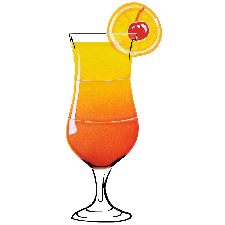 Tropical Drink Porcelain Pool Mosaics – Tequila Sunrise / 8" x 4"