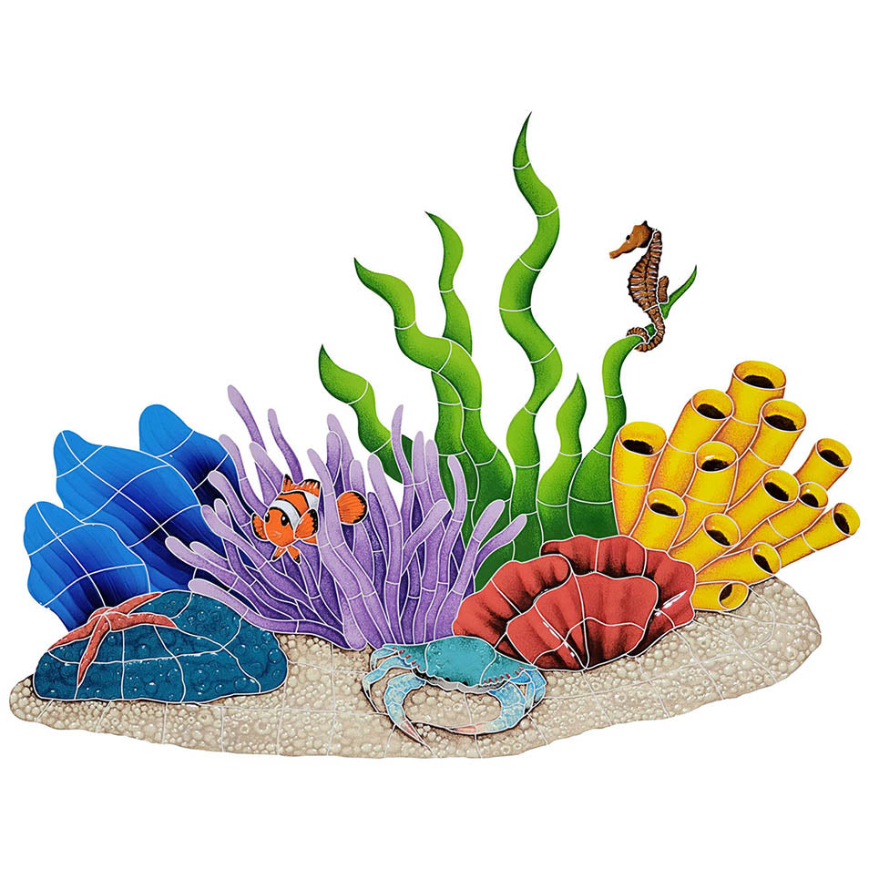 Tropical Reef Porcelain Pool Mosaic