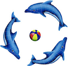 Dolphin Group Porcelain Pool Mosaic – Multi Color / 42" x 42"