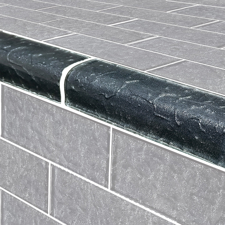 Moonscape Series Glass Bullnose Trim (per Linear Ft) – Black