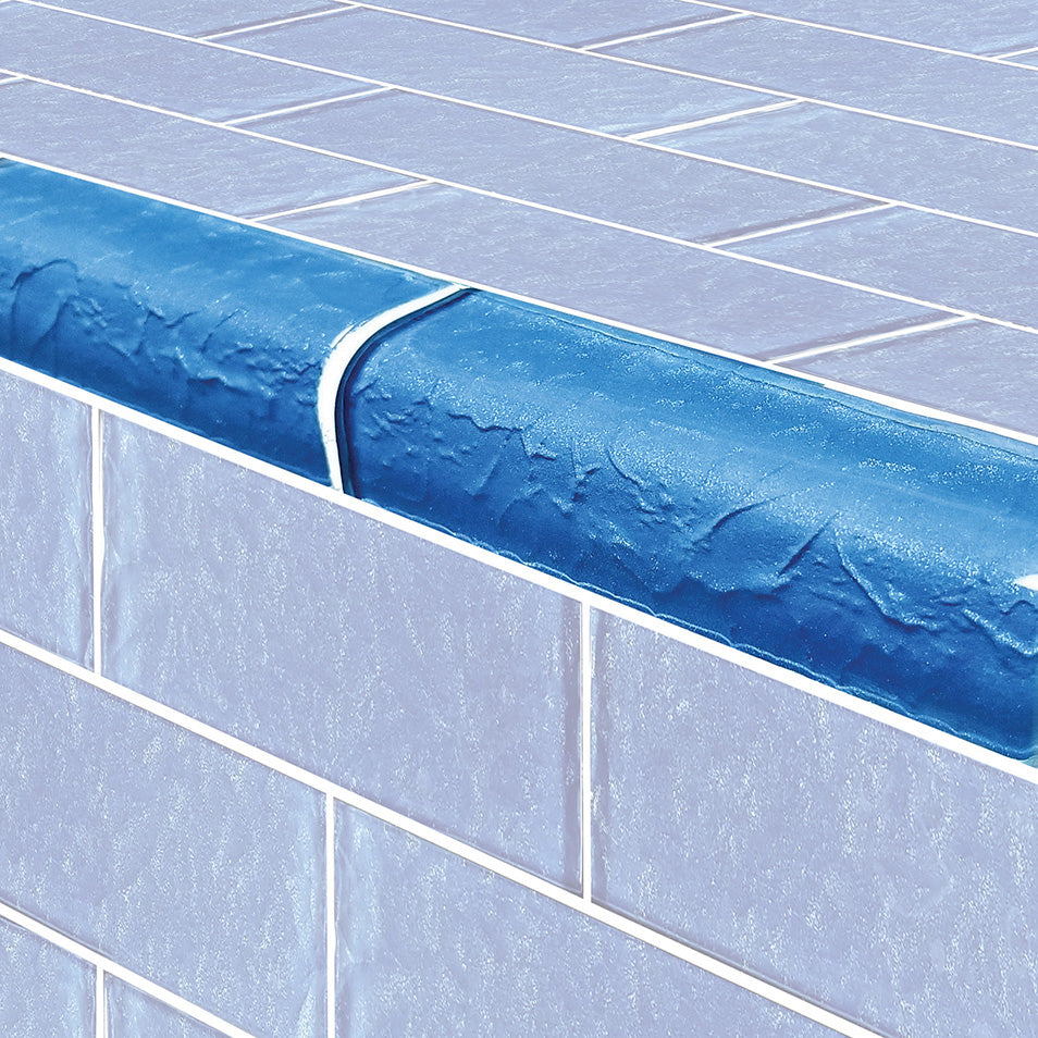 Moonscape Series Glass Bullnose Trim (per Linear Ft) – Blue