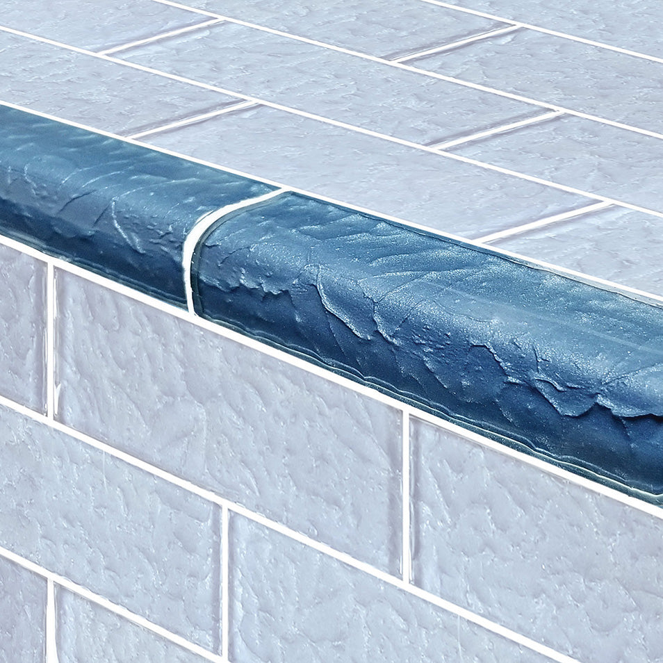 Moonscape Series Glass Bullnose Trim (per Linear Ft) – Steel Blue