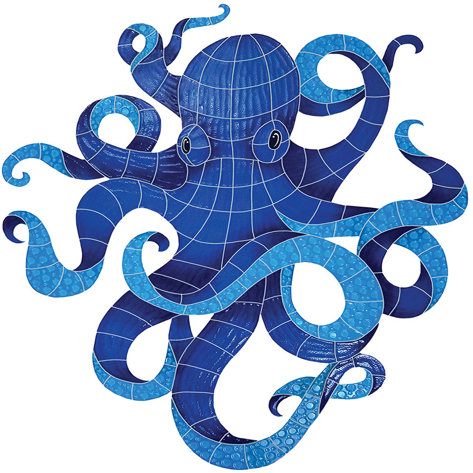 Octopus Porcelain Pool Mosaic – 36" x 29"