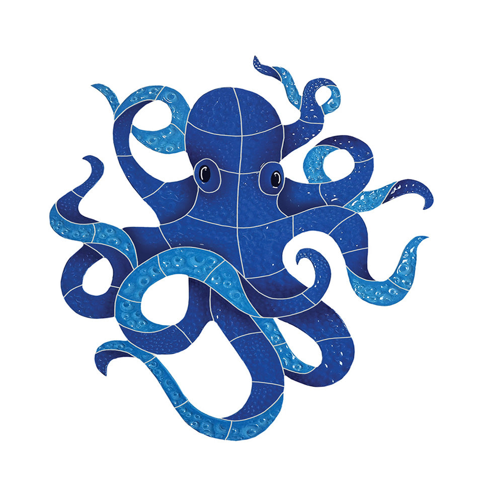 Octopus Porcelain Pool Mosaic – 15" x 12"