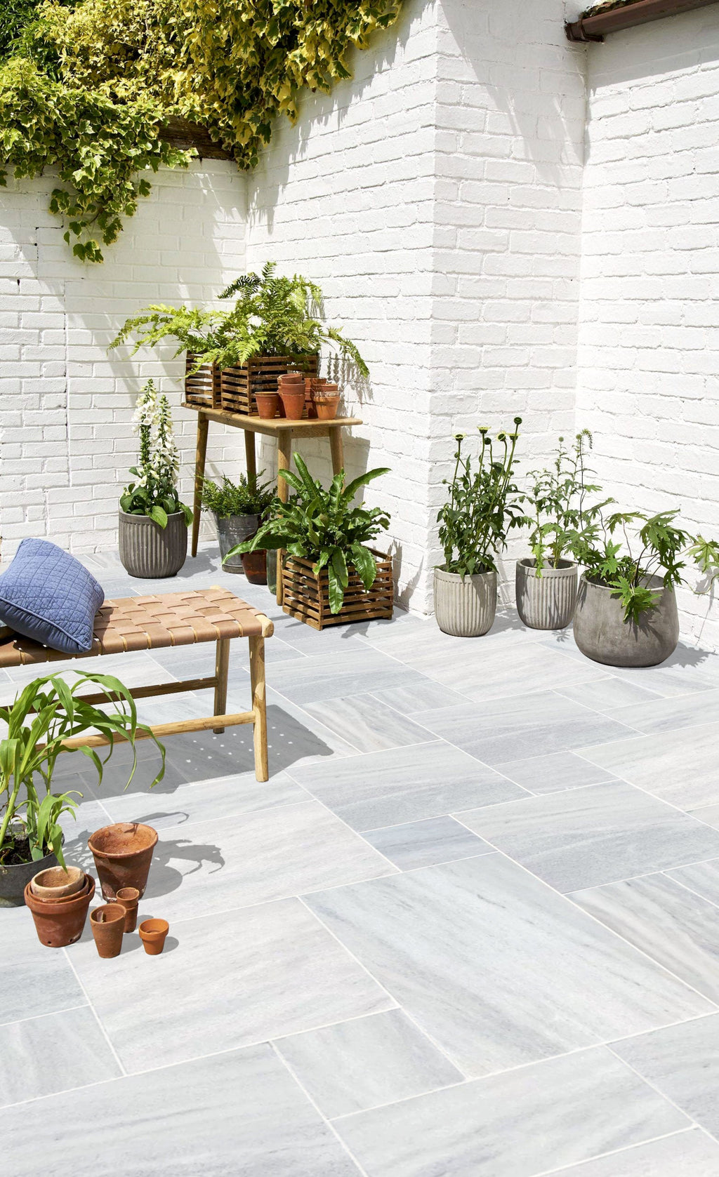 Solto White Marble Leathered Pavers