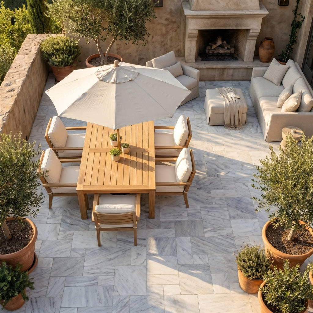 Solto White Marble Leathered Pavers