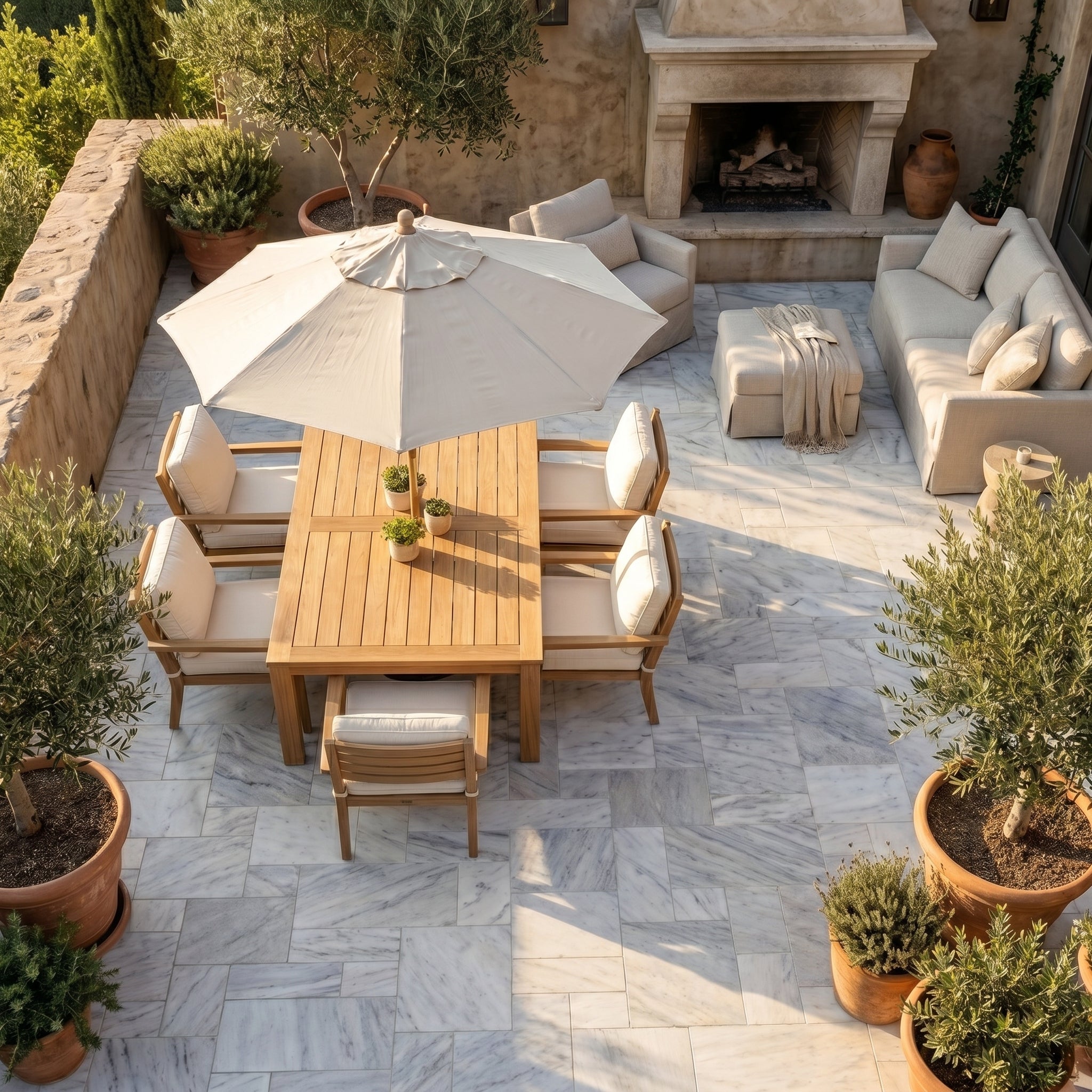 Solto White Marble Leathered Pavers